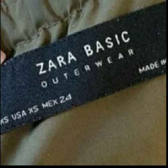 Zara Olive Green Jacket Windbreaker Coat Zip Up Pockets XS/S - Picture 6 of 8